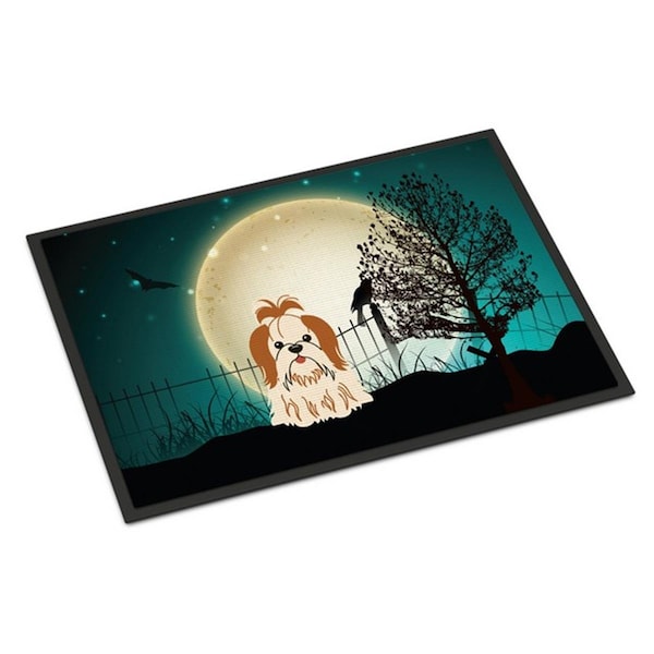 Carolines Treasures Halloween Scary Shih Tzu Red White Indoor or Outdoor Mat, 24 x 0.25 x 36 in. BB2277JMAT - main